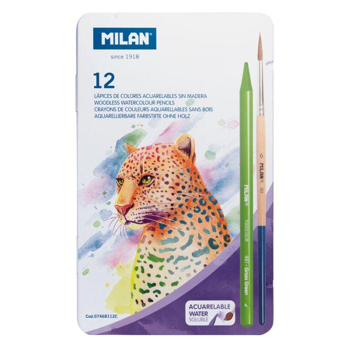 CAJA METALICA LAPIZ TODO COLOR ACUARELABLES X12 MILAN