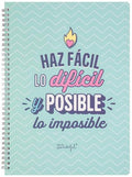 LIBRETA A4 HAZ FACIL LO DIFICIL Y POSIBLE LO IMPOSIBLE HOY MR WONDERFUL