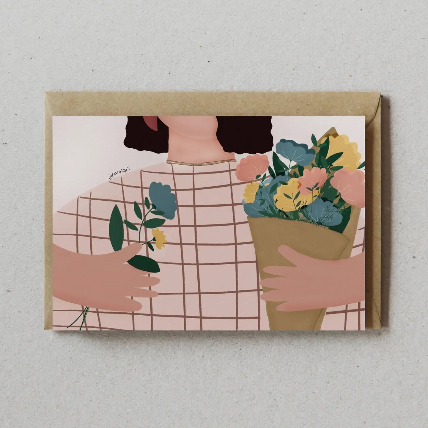 Tarjeta Con Sobre - La Chica De Con El Cartucho De Flores