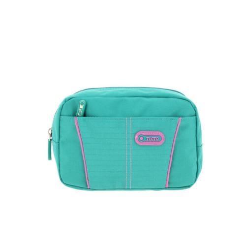 ESTUCHE MODELO EATFIT DOS BOLSILLOS VERDE/GOMAS ROSAS TOTTO