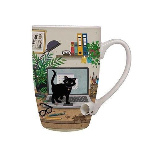 TAZA REDONDA XL 490 ML + CAJA BUG ART GATO PC