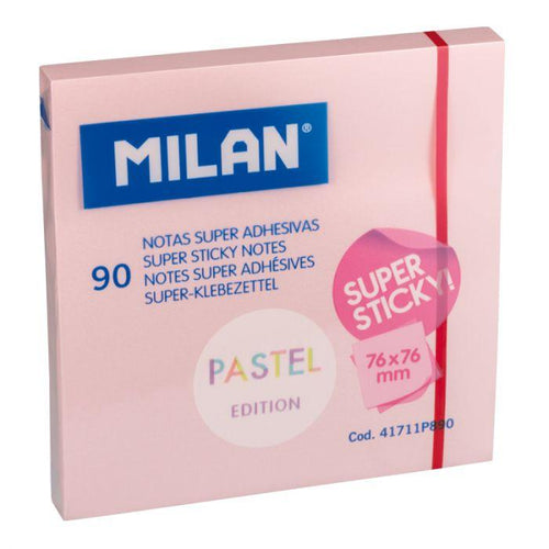 BLOC DE 90 NOTAS ADHESIVAS ROSA PASTEL 76x76  MILAN