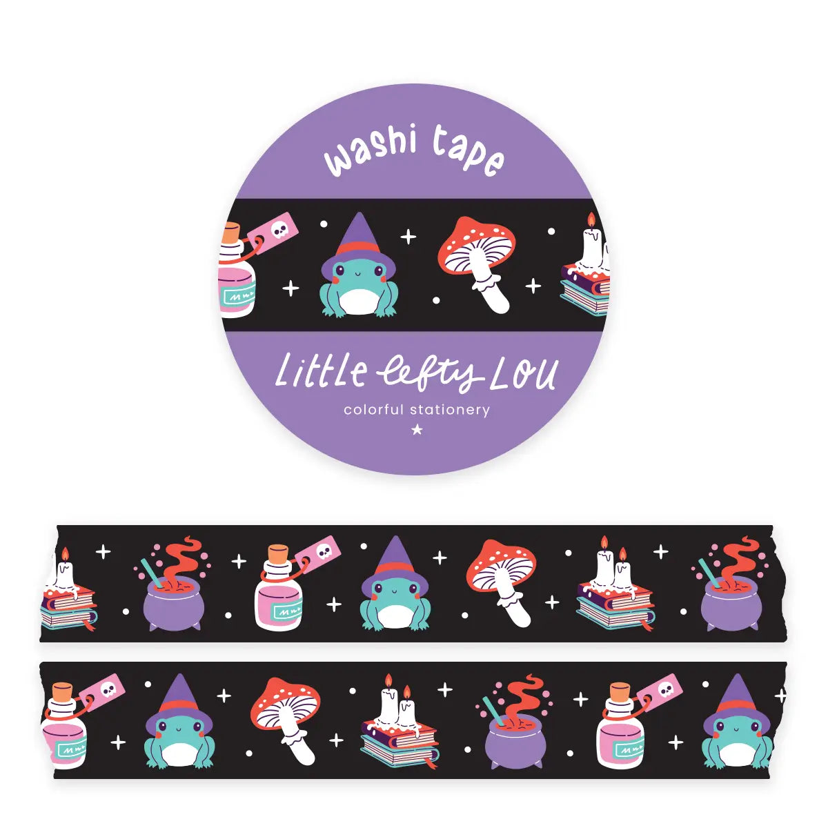 Cinta adhesiva negra Witchy Frog