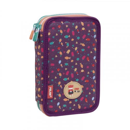 PLUMIER 2 PISOS CON CONTENIDO SUPER CHEFS MORADO MILAN