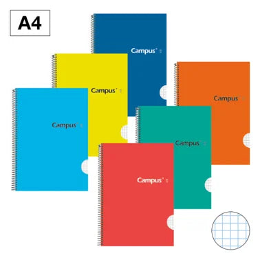 Bloc Espiral Campus A4 Tapa Dura 80 Hojas 70g Cuadrícula 4 mm