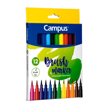 ROTULADOR CAMPUS PUNTA PINCEL 12 COLORES
