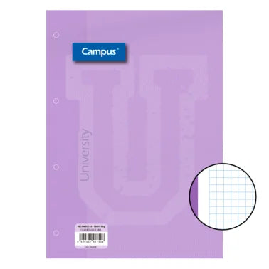 Recambio Campus A4 100 Hojas 90g Cuadrícula 5 mm Banda Violeta
