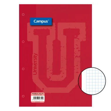 Recambio Campus A4 100 Hojas 90g Cuadrícula 5 mm Banda Roja