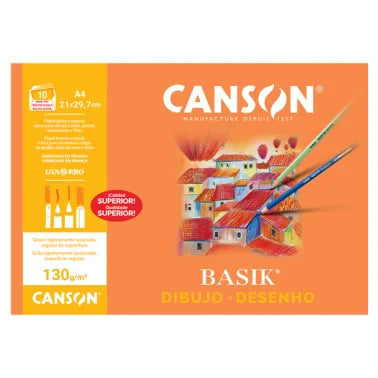 BLOCK PAPEL BLANCO PARA DIBUJO BASIK CANSON A4 130gr: