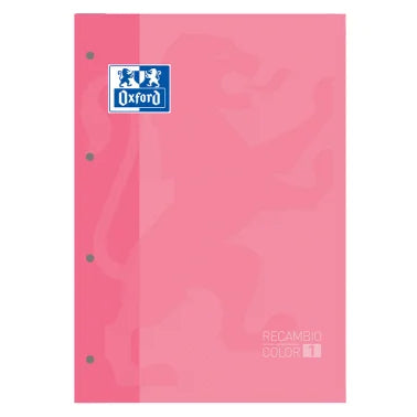 Recambio Archivador Oxford A4 80 Hojas Cuadrícula 5 mm Banda Rosa Chicle