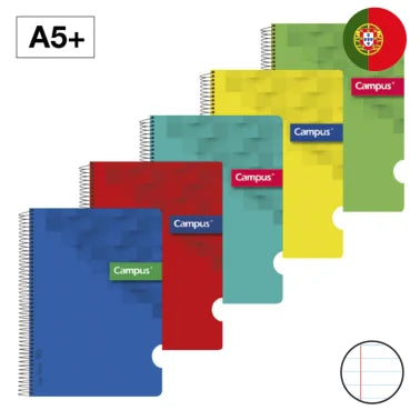 Bloc Espiral Campus A5+ Tapa Polipropileno 80 Hojas 90g Rayado Horizontal Doble Margen