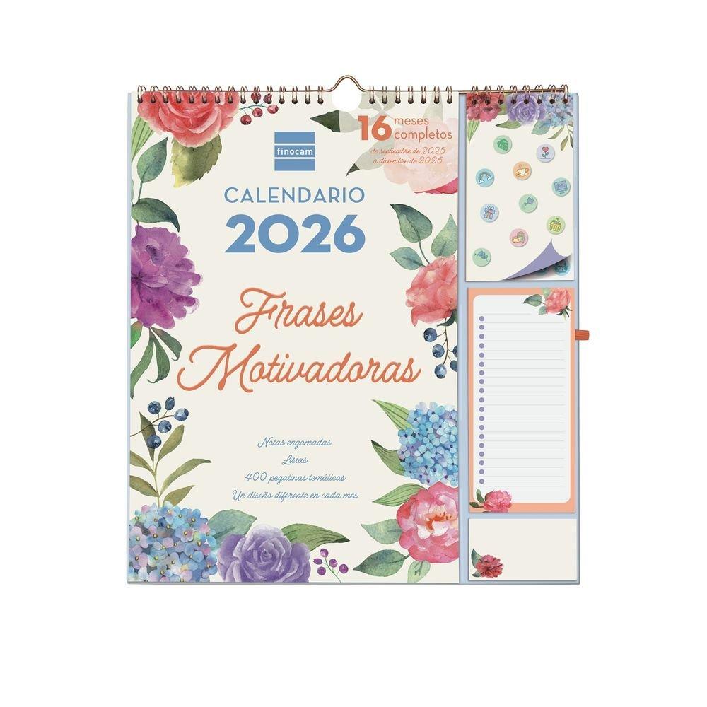 CALENDARIO 2026 16 MESES PLUS 25-26 FRASES MOTIVADORAS