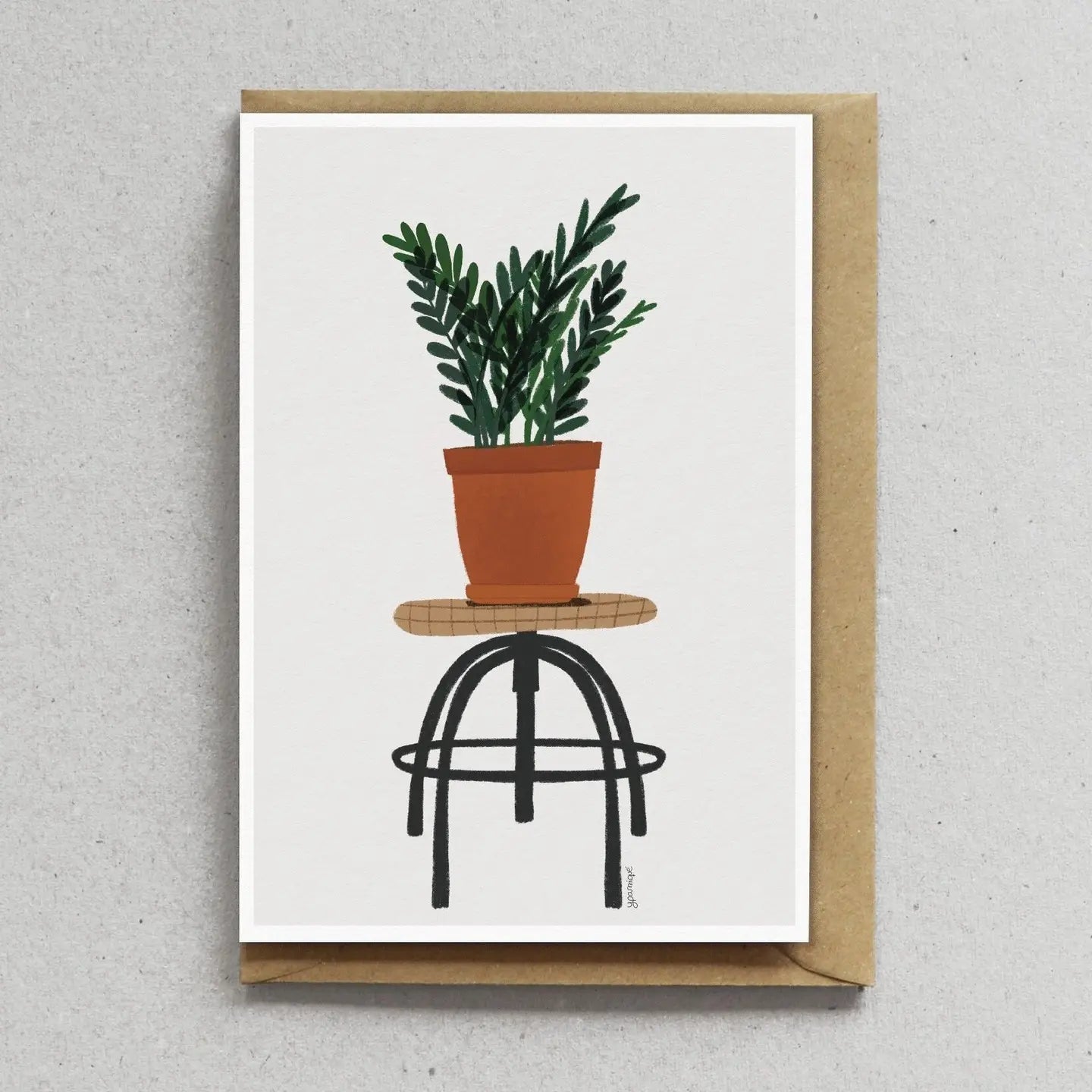 Tarjeta Con Sobre - I Love Plants - La Maceta En El Taburete