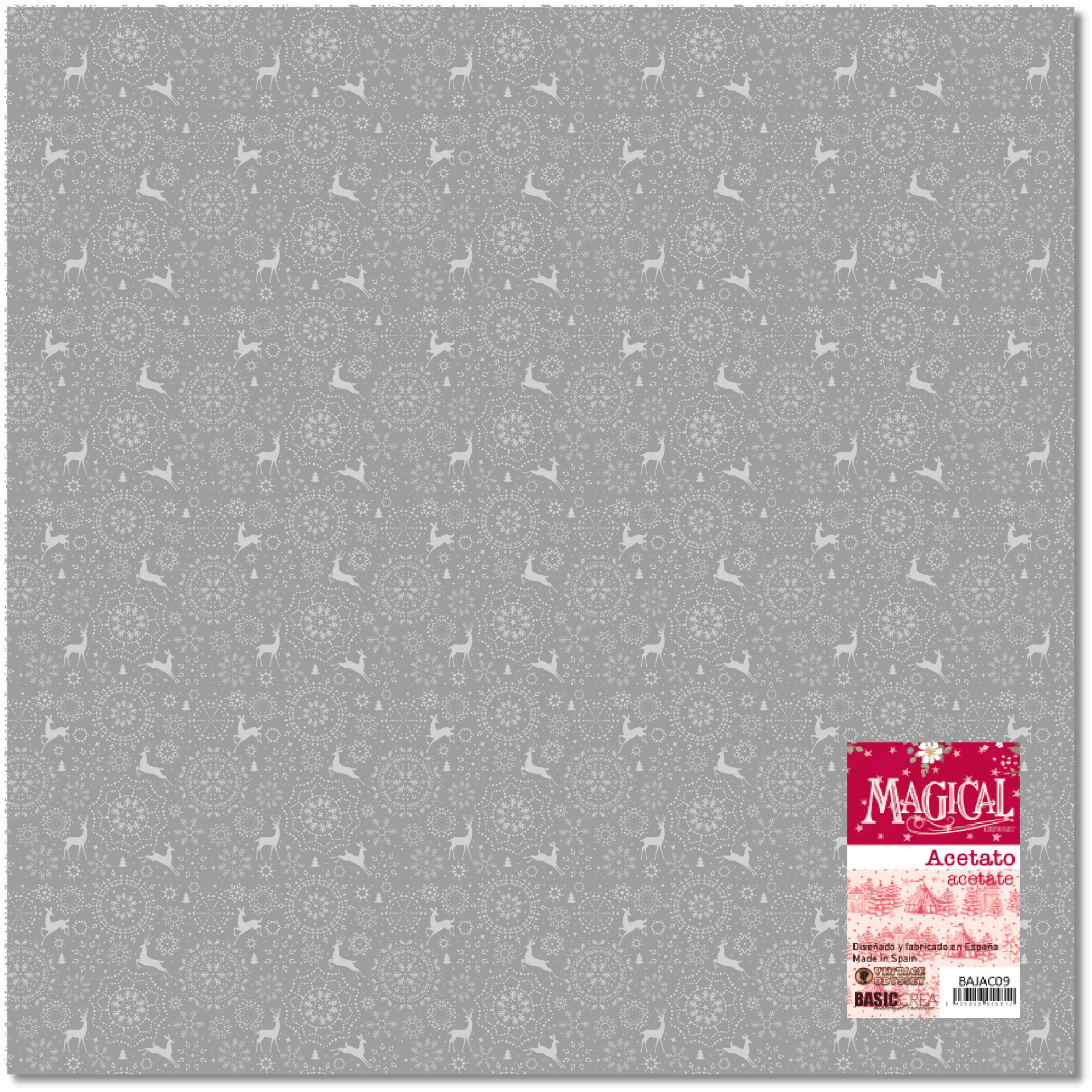 ACETATO CIERVOS Y COPOS DE NIEVE MAGICAL DE VINTAGE ODYSSEY