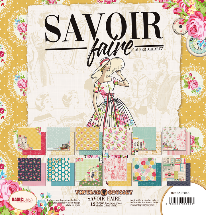 "BLOCK DE PAPELES 12""x12"" SAVOIR FAIRE DE VINTAGE ODISSEY