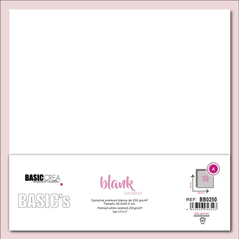 "CARTULINAS BLANCAS BASICAS PREMIUM 250GR. 12""x12""