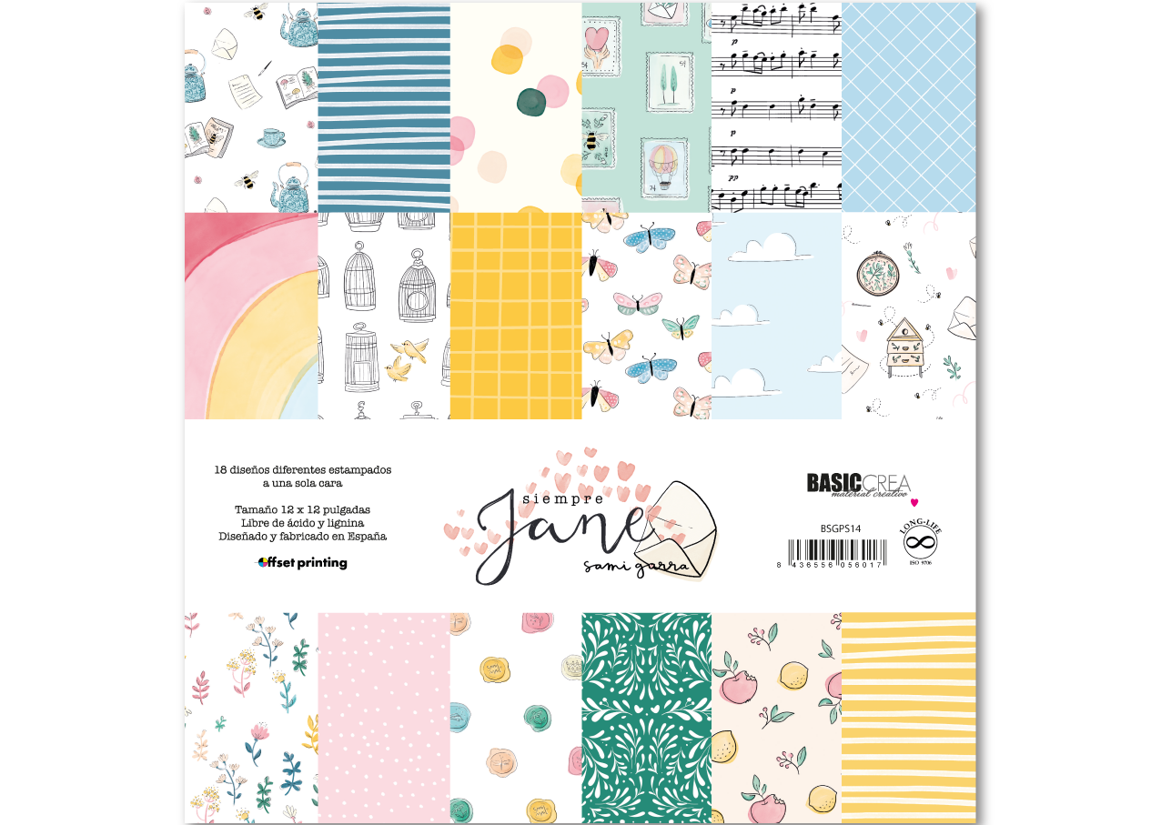 "BLOCK 18 PAPELES 12""x12"" SIEMPRE JANE DE SAMI GARRA