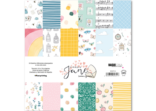 "BLOCK 18 PAPELES 12""x12"" SIEMPRE JANE DE SAMI GARRA