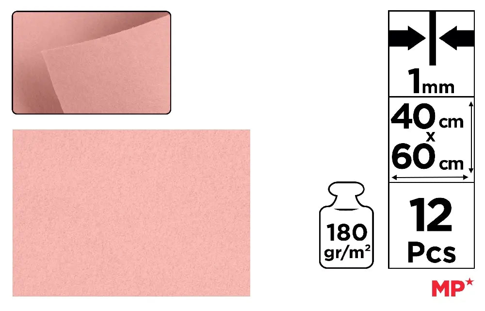 FIELTRO 40 x 60 cm COLOR ROSA CLARO