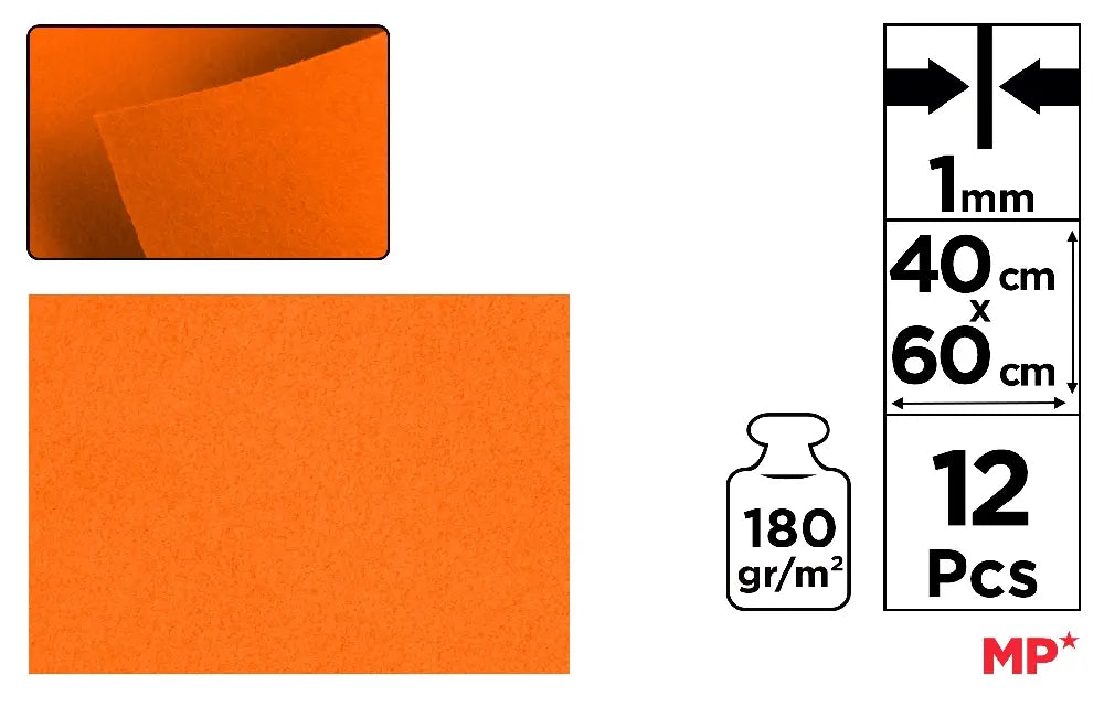 FIELTRO 40 x 60 cm COLOR NARANJA
