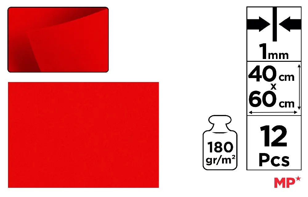 FIELTRO 40 x 60 cm COLOR ROJO