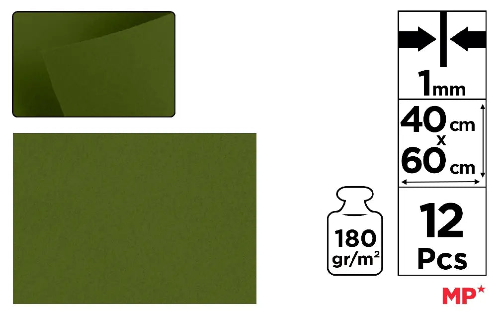 FIELTRO 40 x 60 cm COLOR VERDE OLIVA