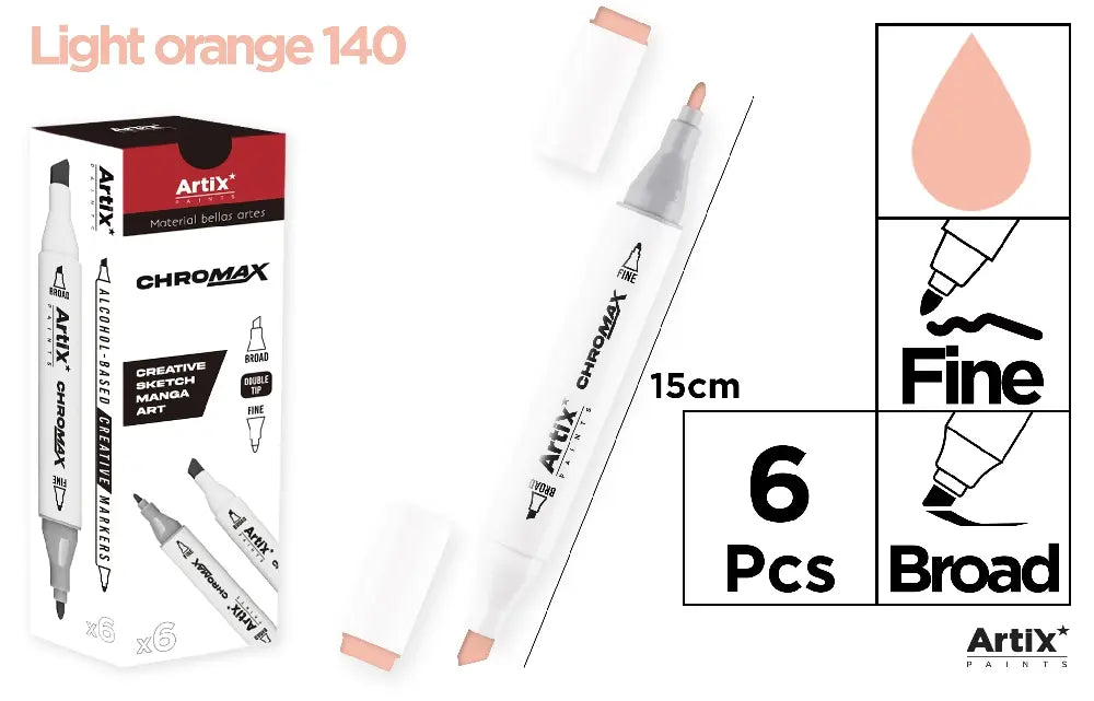 ROTULADORA DOBLE PUNTA A BASE DE ALCOHOL CHROMAX 140 LIGTH ORANGE