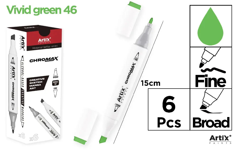 ROTULADORA DOBLE PUNTA A BASE DE ALCOHOL CHROMAX 46 VIVID GREEN
