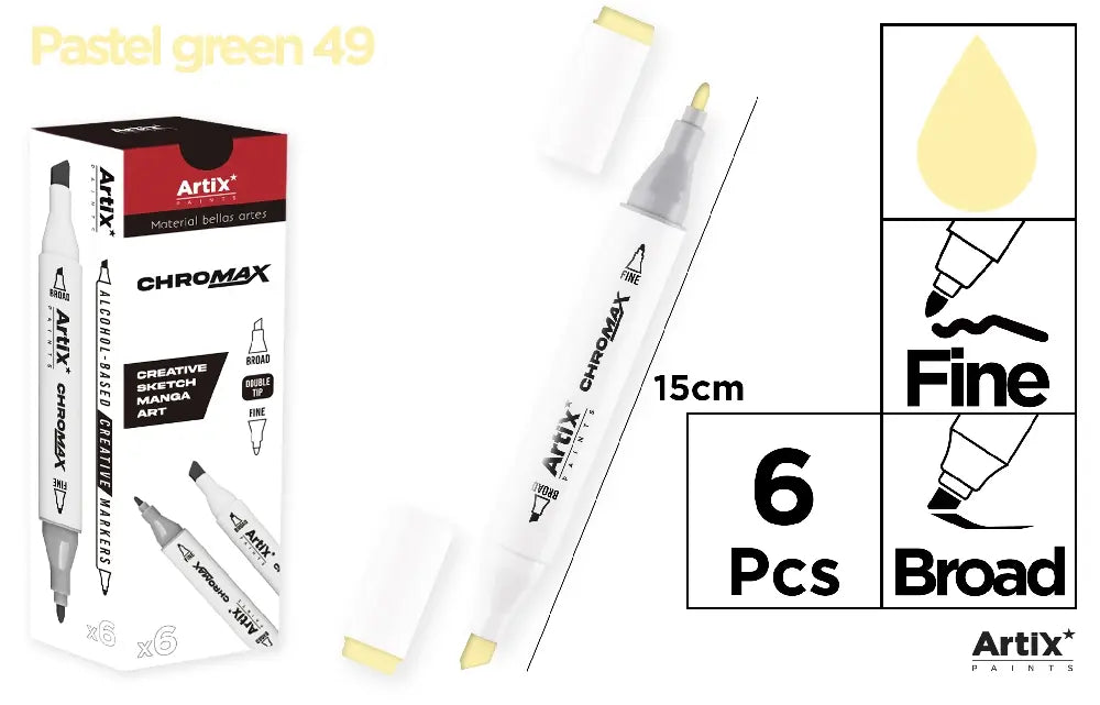 ROTULADORA DOBLE PUNTA A BASE DE ALCOHOL CHROMAX 49 PASTEL GREEN