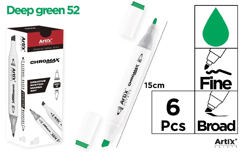 ROTULADORA DOBLE PUNTA A BASE DE ALCOHOL CHROMAX 52 DEEP GREEN