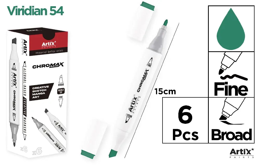 ROTULADORA DOBLE PUNTA A BASE DE ALCOHOL CHROMAX 54 VIRIDIAN