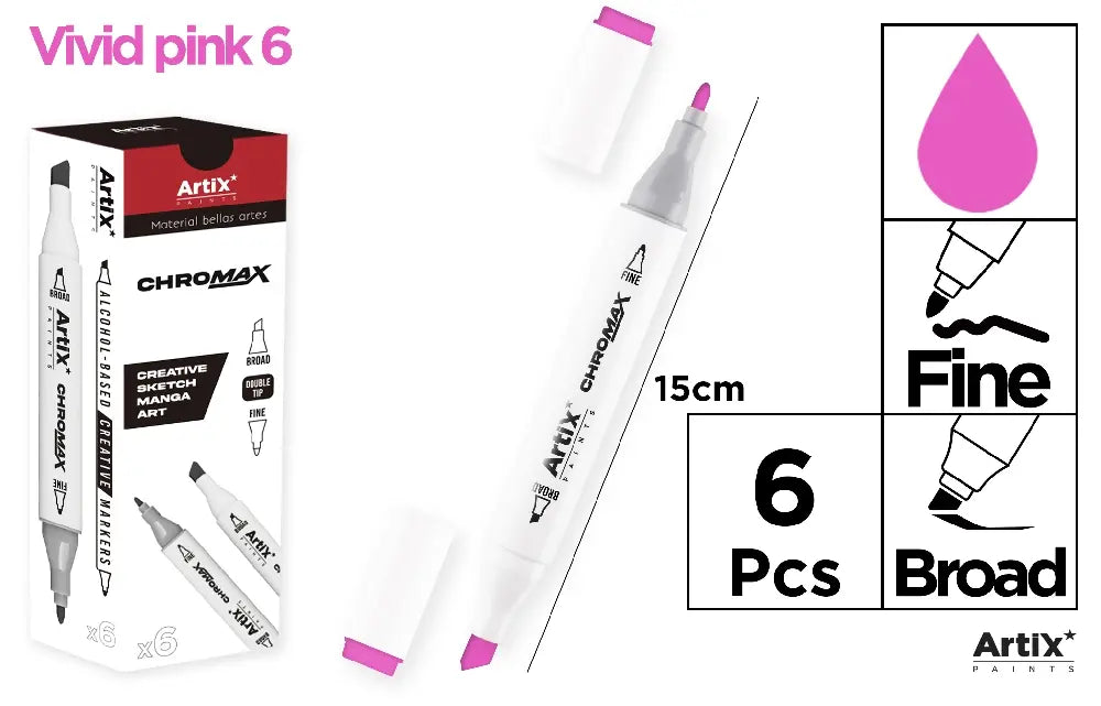 ROTULADORA DOBLE PUNTA A BASE DE ALCOHOL CHROMAX 6 VIVID PINK