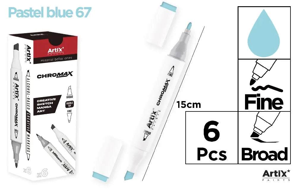 ROTULADORA DOBLE PUNTA A BASE DE ALCOHOL CHROMAX 67 PASTEL BLUE