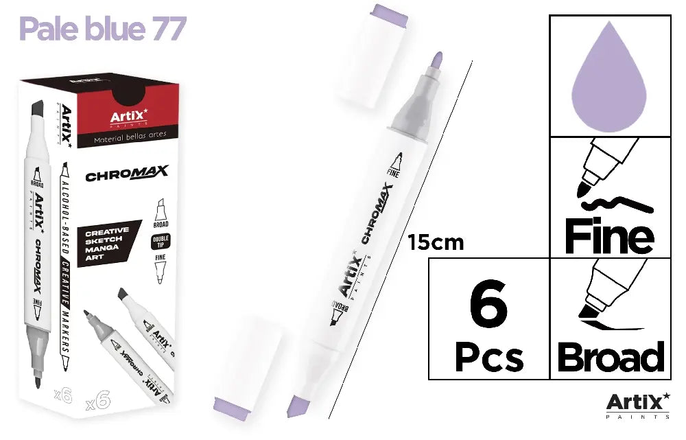 ROTULADORA DOBLE PUNTA A BASE DE ALCOHOL CHROMAX 77 PALE BLUE