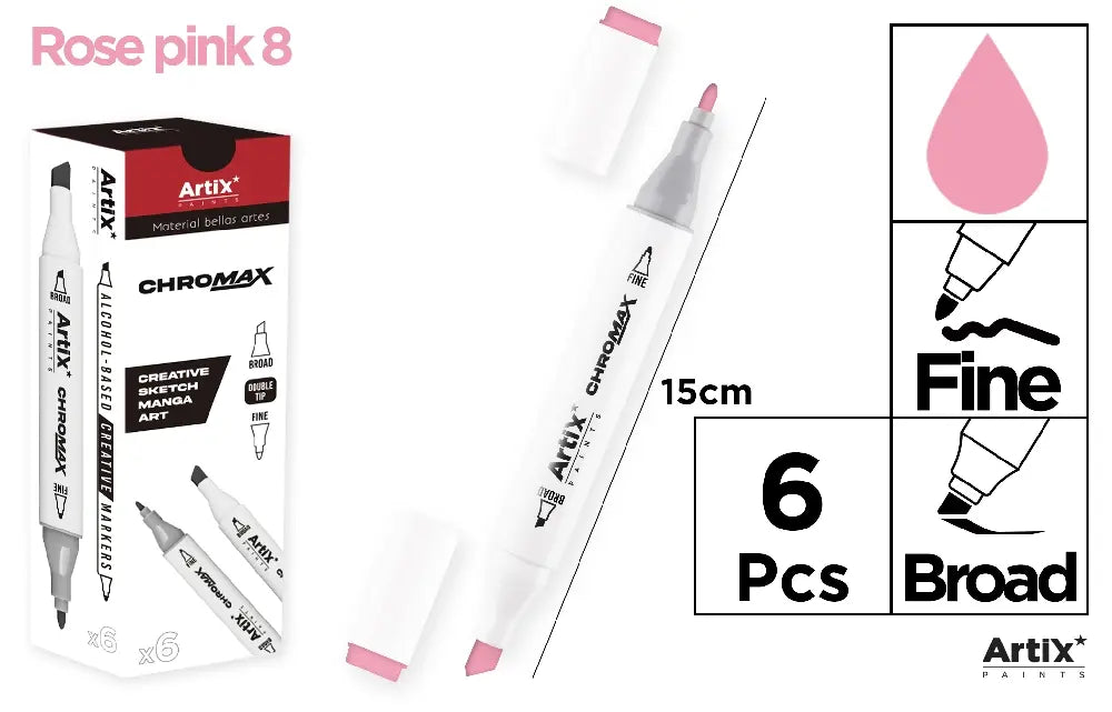ROTULADORA DOBLE PUNTA A BASE DE ALCOHOL CHROMAX 8 ROSE PINK
