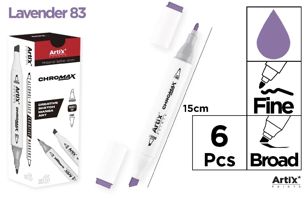 ROTULADORA DOBLE PUNTA A BASE DE ALCOHOL CHROMAX 83 LAVANDER