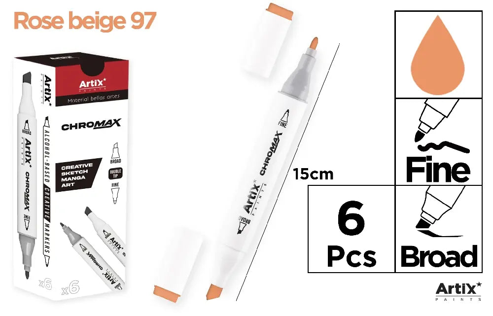 ROTULADORA DOBLE PUNTA A BASE DE ALCOHOL CHROMAX 97 ROSE BEIGE