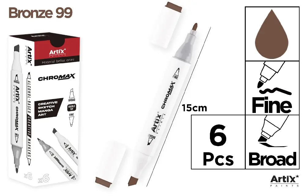 ROTULADORA DOBLE PUNTA A BASE DE ALCOHOL CHROMAX 99 BRONZE