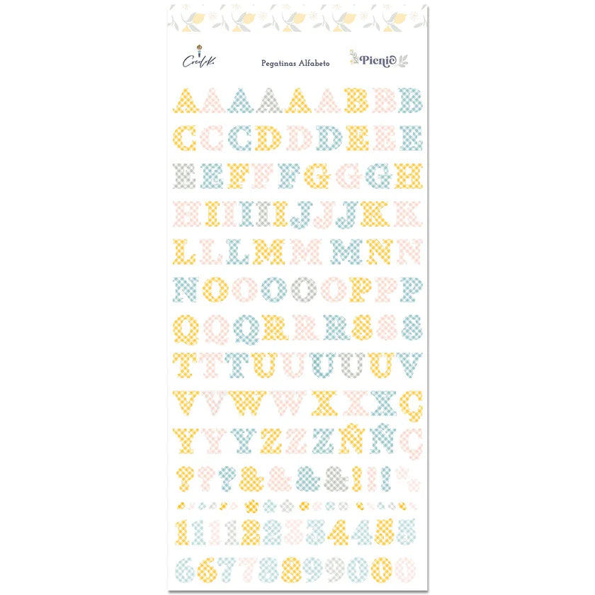PEGATINAS ADHESIVA ALFABETO PICNIC DE COCOLOKO