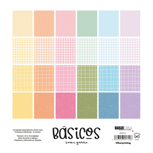 "BLOC DE PAPELES BASICOS 12""x12"" SAMI GARRA