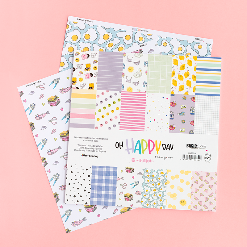 "BLOC DE PAPELES 12""x12"" OH HAPPY DAY DE SAMI GARRA