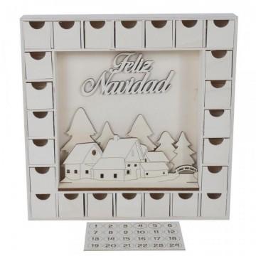 CALENDARIO DE ADVIENTO POBLADO ENMARCADO 35x7x35cm