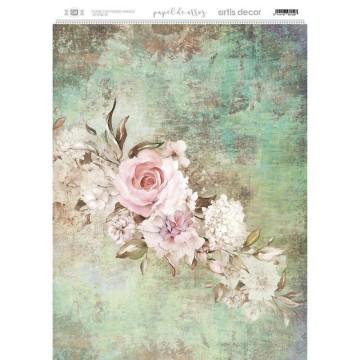PAPEL ARROZ DEC. ARTIS DECOR 297 x32 CM FLORES CON FONDOS VINTAGE