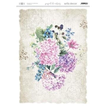 PAPEL ARROZ DEC. ARTIS DECOR 297 x32 CM BOUQUET DE HORTENSIAS
