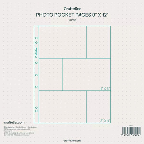 "PACK DE FUNDAS PARA ALBUMES 9x12"" 6 BOLSILLOS CRAFTELIER
