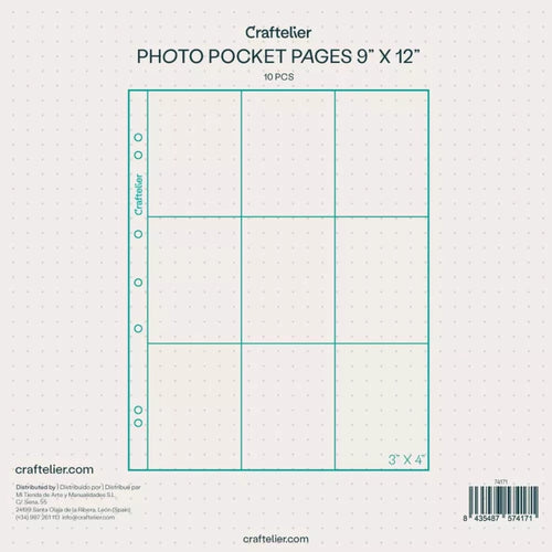 "PACK DE FUNDAS PARA ALBUMES 9x12"" 9 BOLSILLOS CRAFTELIER
