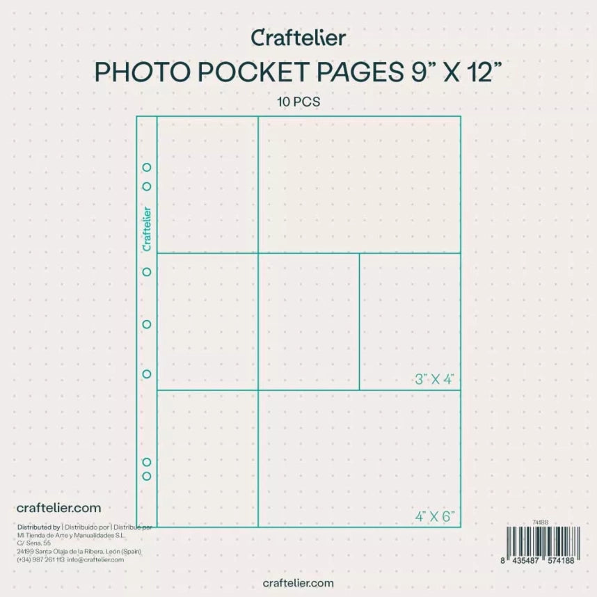 "PACK DE FUNDAS PARA ALBUMES 9x12"" 7 BOLSILLOS CRAFTELIER