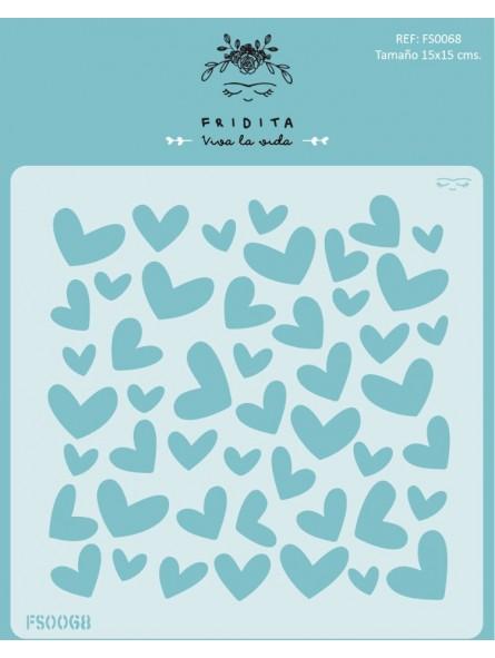 STENCIL CORAZONES IN LOVE FRIDITA