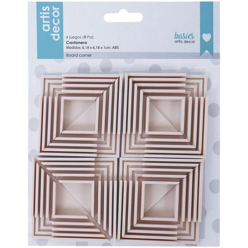 JUEGO 8 CANTONERAS ROSAS PARA CARTONAJE 15-2- 25 Y 3mm ARTIS DECOR