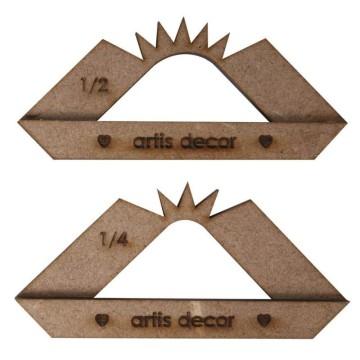 "JUEGO DE ESCUADRAS REDONDEADAS 1/4"" Y 1/2"" PARA ENCUADERNACION ARTIS DECOR